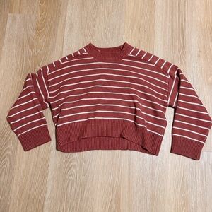 Tahari Rust and White Striped Sweater